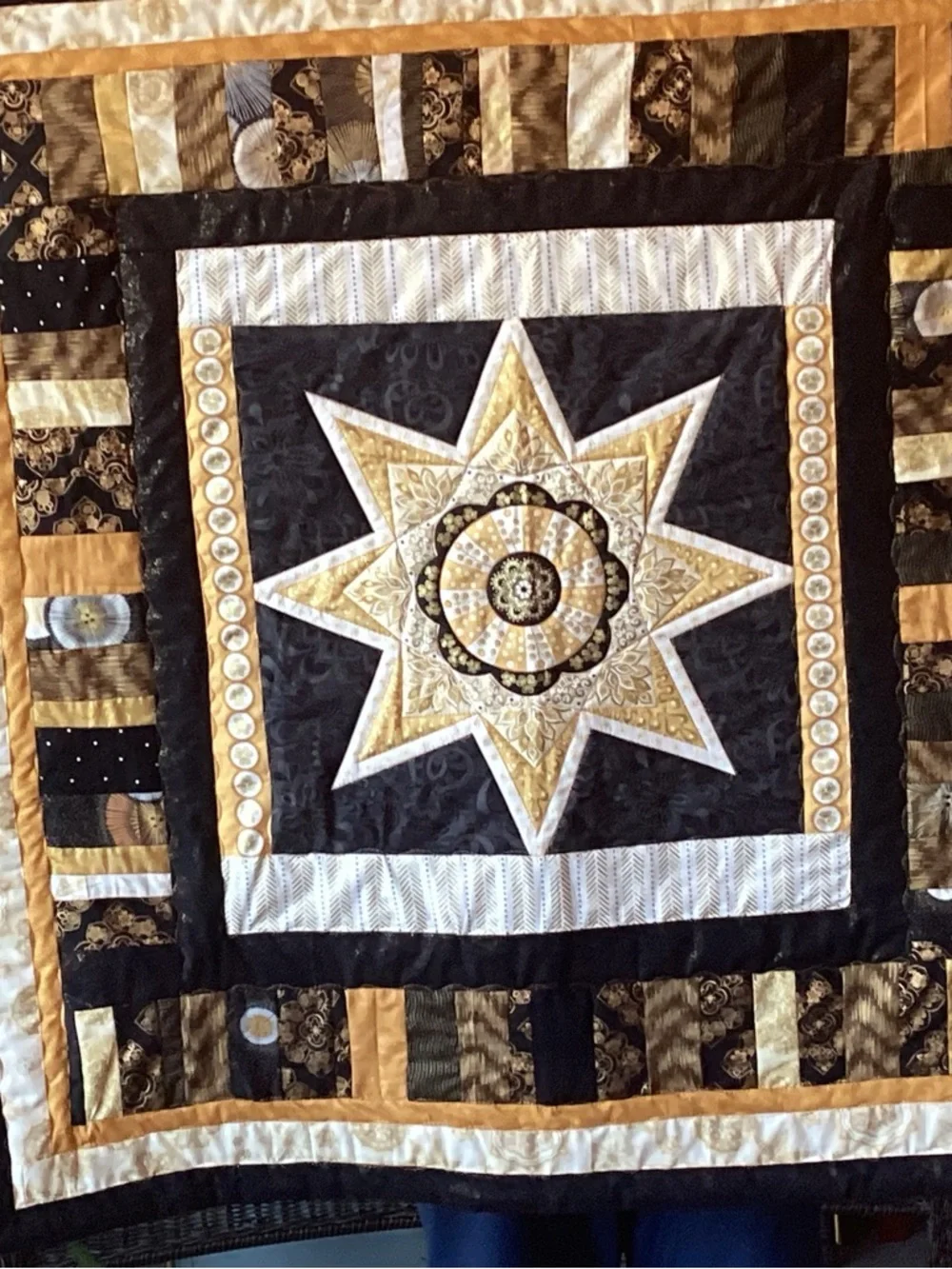 NWT. Gold and Black Star Lap Quilt